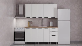 Готовый кухонный гарнитур ГК Аленушка 1,6м  Лаванда Молочный/Молочный,черный (без столешницы)