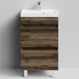 Тумба Бест 50  напольный, Дуб крымский коричневый ПВХ 131005-9005 Vodok с раковиной в комплекте