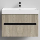 Тумба Бонум, 85 подвесной, Дуб цвет 22 Vodok с раковиной в комплекте