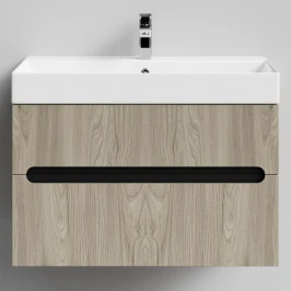 Тумба Бонум, 85 подвесной, Дуб цвет 22 Vodok с раковиной в комплекте