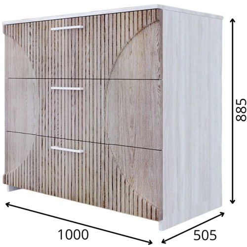 Комод «Монтале» 3Я КМК 0966.17, бетон пайн светлый/астана