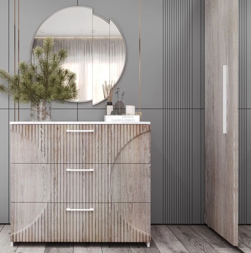 Комод «Монтале» 3Я КМК 0966.17, бетон пайн светлый/астана