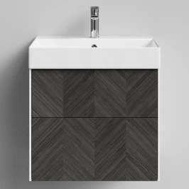 Тумба Катарини, 60 подвесной, Дуб серый Vodok с раковиной в комплекте