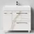Тумба Мальта 90 напольный, ящики и дверь, Мрамор Белый натур милк ПВХ 2537, левый Vodok с раковиной в комплекте