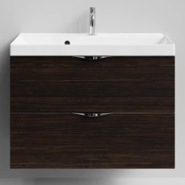 Тумба Марко 80 подвесной, ручки Хром, Палисандр ПВХ 43101 Vodok с раковиной в комплекте
