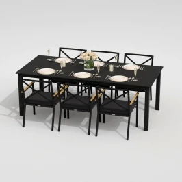 Обеденная группа DOLLA FESTA каркас карбон / стол алюминий 220 / ткань антрацит