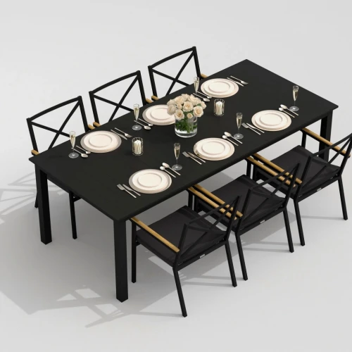 Обеденная группа DOLLA FESTA каркас карбон / стол алюминий 220 / ткань антрацит