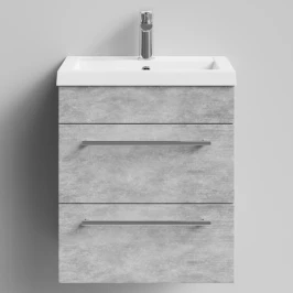 Тумба Элис 50 подвесной, 2 ящика, Горный камень ПВХ 57807 Vodok с раковиной в комплекте