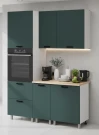 Готовый кухонный гарнитур МК Аленушка 1,6м ПД Лаванда Изумруд,скоба черный,сонома