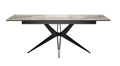 Стол DikLine DKS140 керамика Venetian Brown Light глянец, подстолье черное, опоры черные (2уп.)