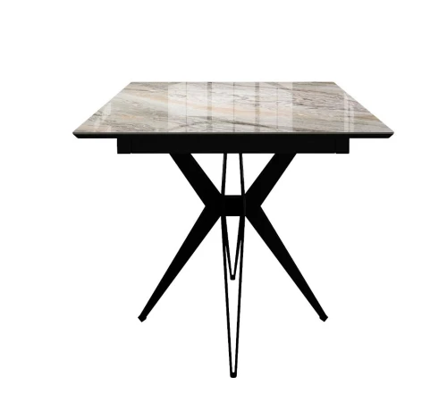 Стол DikLine DKS140 керамика Venetian Brown Light глянец, подстолье черное, опоры черные (2уп.)
