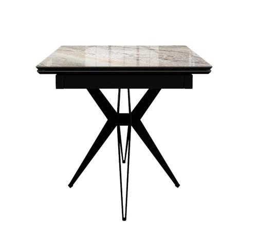 Стол DikLine DKS140 керамика Venetian Brown Light глянец, подстолье черное, опоры черные (2уп.)