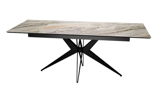 Стол DikLine DKS140 керамика Venetian Brown Light глянец, подстолье черное, опоры черные (2уп.)