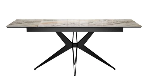 Стол DikLine DKS140 керамика Venetian Brown Light глянец, подстолье черное, опоры черные (2уп.)