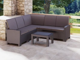 Комплект мебели с угловым диваном под ротанг Калифорния “California“ 188х188 см 5 места с подушками на спинку и с кофейным столиком