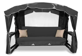 Садовые качели четырехместные «Монако Люкс» с москитной сеткой, сидение:200см., диаметр трубы:63,5мм., нагрузка:450кг.  -  Graphite