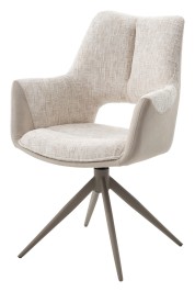 Стул ДАВЕН (DAVEN) 360 град, цвет КРЕМОВЫЙ RIELY-111 / G1038-10, ткань / ТЕМНО-СЕРЫЙ каркас, ®DISAUR