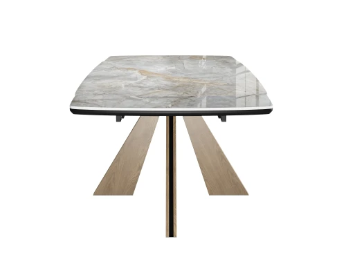 Стол DikLine SKP180 Керамика Titanium Silver River Polished/подстолье черное/опоры дуб монтана (2 уп.)