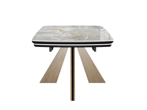 Стол DikLine SKP180 Керамика Titanium Silver River Polished/подстолье черное/опоры дуб монтана (2 уп.)