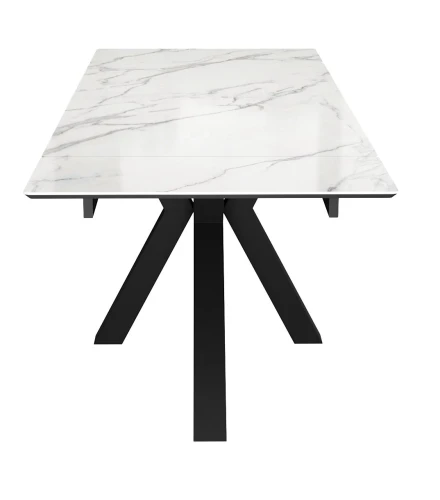 Стол DikLine SFE160 Керамика Tianshan White (белый полуглянец)/подстолье черное/опоры черные (2 уп.)