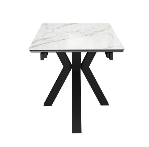 Стол DikLine SFE160 Керамика Tianshan White (белый полуглянец)/подстолье черное/опоры черные (2 уп.)