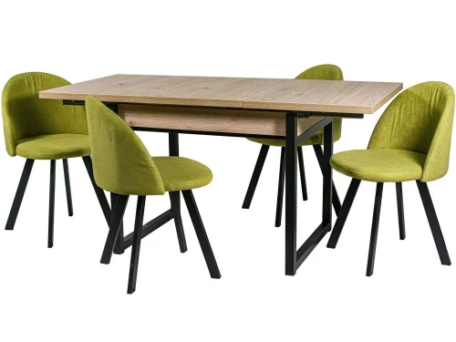 Обеденная группа (Стол Арт и 4 стула Спайдер), ткань Канди Олива