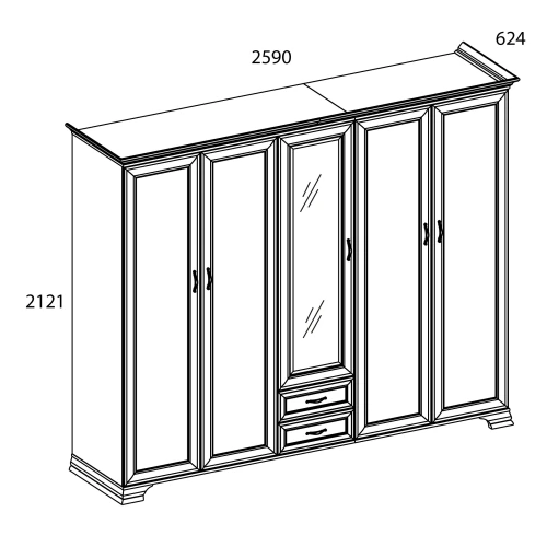 Шкаф 5DG2S Z, TIFFANY, цвет вудлайн кремовый