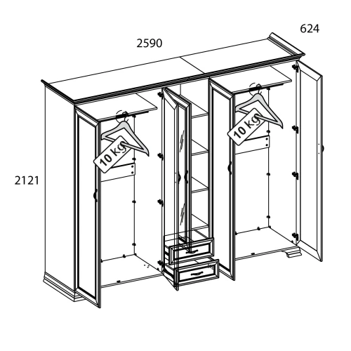 Шкаф 5DG2S Z, TIFFANY, цвет вудлайн кремовый