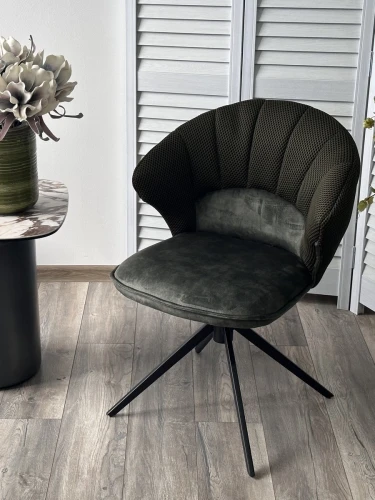 Стул ASTRA 360 град. поворот Зеленый Sonic 77 ткань / 7525-156 велюр / черный каркас, ®DISAUR