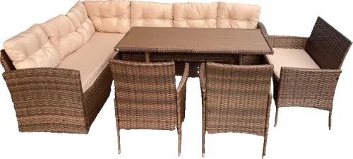 Обеденная группа плетеной мебели Албания + 2 кресла и диван Анкор