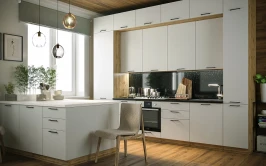 Трехуровневый кухонный гарнитур Валерия 3400 Айленд Силк МДФ ПВХ прямой Трехуровневый кухонный гарнитур Валерия 3400 Айленд Силк МДФ ПВХ прямой