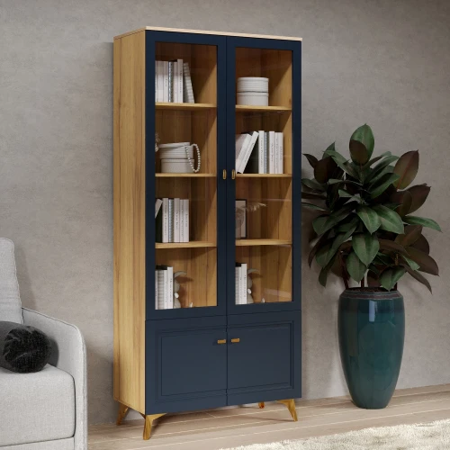 Шкаф-витрина 2-х дверная Вега Сапфир синий