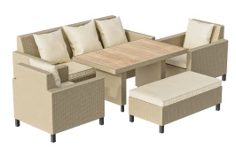 Комплект плетеной мебели MOKKA BELLA большой, соломенный