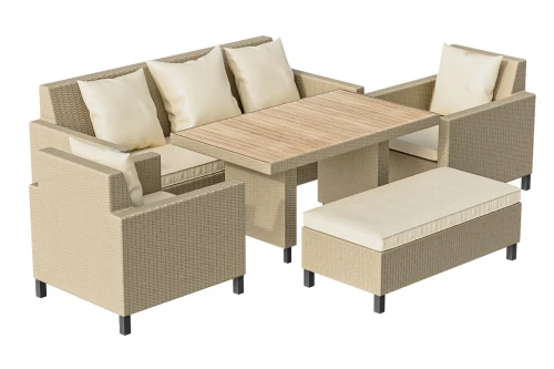 Комплект плетеной мебели MOKKA BELLA большой, соломенный