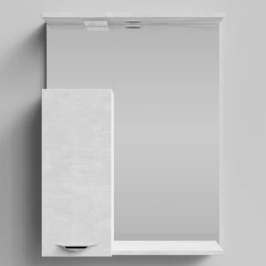 Зеркало Марко 60, ручки Хром, Белый камень ПВХ 57805, левый