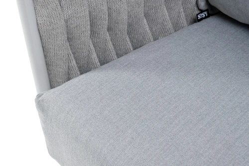 "Монако" диван 2-местный плетеный из роупа, каркас алюминий светло-серый (RAL7035) муар, роуп светло-серый 40 мм, ткань светло-серая