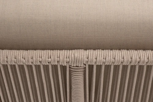 "Канны" угловой модуль плетеный из роупа, каркас алюминий белый муар, роуп бежевый круглый, ткань бежевая 15052