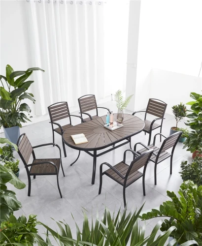 Алюминиевый овальный стол 160*90 ПОЛИВУД-4 «POLYWOOD-4» цвет каштан арт.1021