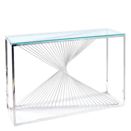 BS-1561 Консольный столик стеклянный 120*40*78, основание нержавеющая сталь хром