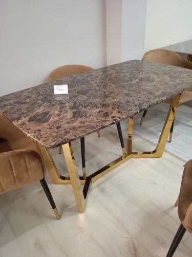 Стол обеденный Ланс DT-2852.1, 140х80х75 см, коричневый мрамор