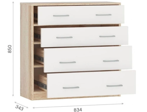 Комод «Стелс» 4ящ, Дуб сонома/белый