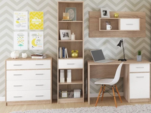 Комод «Стелс» 4ящ, Дуб сонома/белый