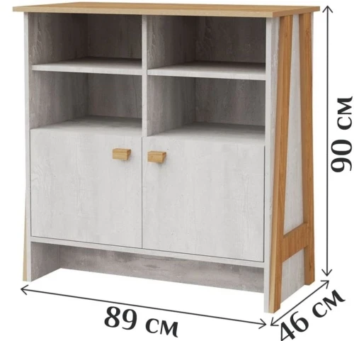 Тумба «Скандинавия 2Д 1» КМК 0905.32, Бетон пайн светлый/ дуб наварра