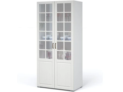 Витрина «Лацио» 2д, Белый/Белое дерево