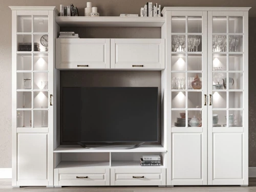 Витрина «Лацио» 2д, Белый/Белое дерево