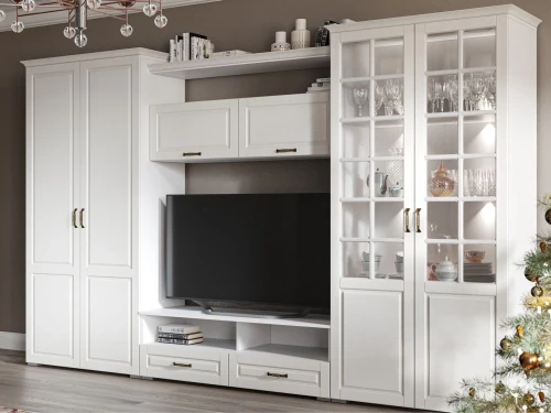 Витрина «Лацио» 2д, Белый/Белое дерево