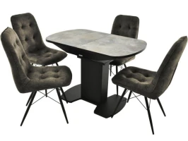 Обеденная группа (Стол Корсика Мрамор светлый и 4 Бордо Милано 12), черный