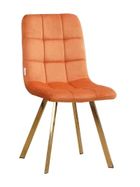 C919/DC809 Стул мягкий, ТЕРРАКОТОВЫЙ#h43 велюр, каркас металл золото КВАДРАТ