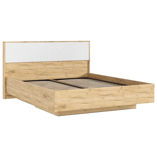 Кровать парящая с ортопедическим основанием (металл) Флэш 1,6 м, Браш Вайт, Дуб Крафт