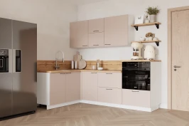Готовая кухня КГ Угловой 1500*2250 (без пм) Эмаль, Крем  Арника РМ в.3